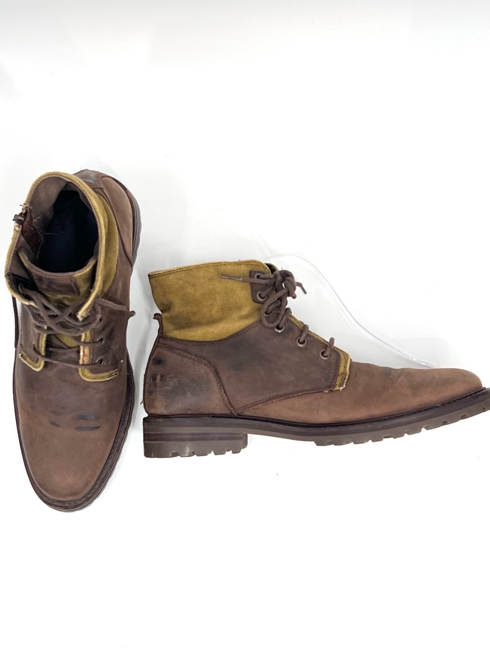 Mark Nason lace up leather and canvas boots style 68240 size 9.5